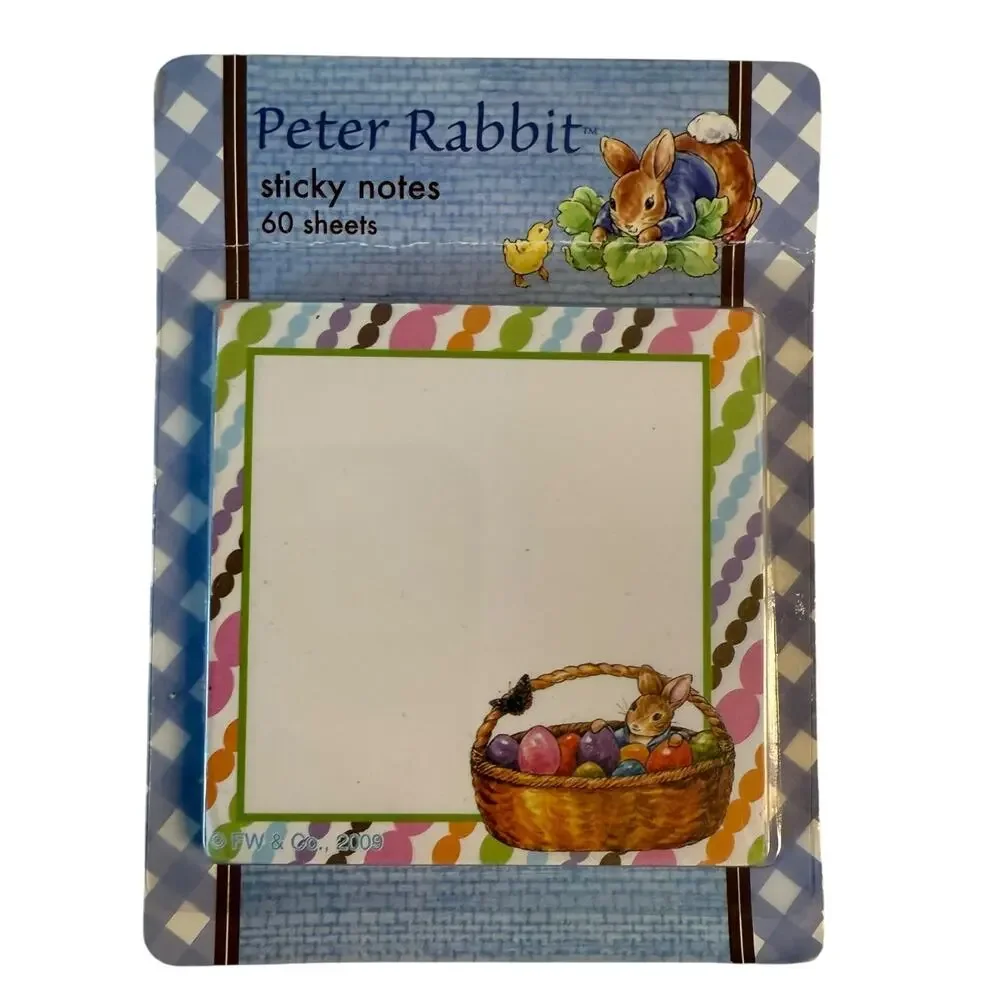 Peter Rabbit Set of 2 60 Sheet Sticky Notes Easter Egg Basket & Ducks